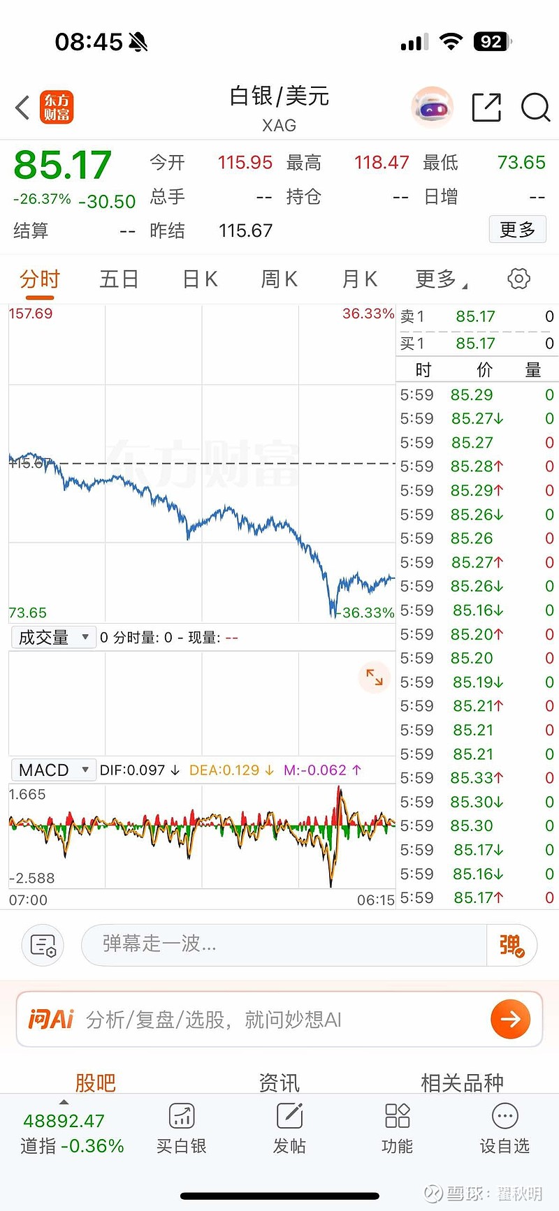 现货白银报价(现货白银报价怎么算)